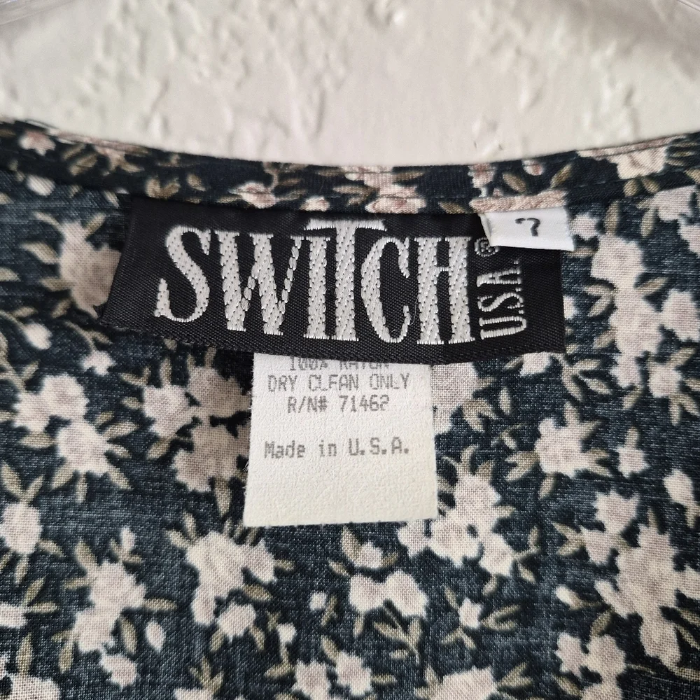 VTG Switch usa Dress Women's 7 Black Soft Witchy A-line Romantic Grunge 90's - Picture 3 of 10